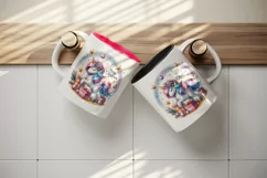 Watercolor cute sparkle unicorn present gift Merry Christmas quote print 20 oz tumbler skinny mug wrap clipart t-shirt sublimation printable design