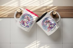 Watercolor cute sparkle unicorn present gift Merry Christmas quote print 20 oz tumbler skinny mug wrap clipart t-shirt sublimation printable design