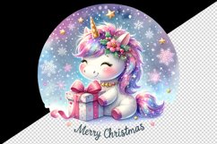 Watercolor cute sparkle unicorn present gift Merry Christmas quote print 20 oz tumbler skinny mug wrap clipart t-shirt sublimation printable design