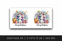 Watercolor cute sparkle unicorn present gift Merry Christmas quote print 20 oz tumbler skinny mug wrap clipart t-shirt sublimation printable design