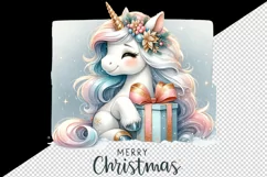 Watercolor cute sparkle unicorn present gift Merry Christmas quote print 20 oz tumbler skinny mug wrap clipart t-shirt sublimation printable design