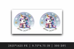 Watercolor cute sparkle unicorn present gift Merry Christmas quote print 20 oz tumbler skinny mug wrap clipart t-shirt sublimation printable design