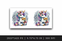 Watercolor cute sparkle unicorn present gift Merry Christmas quote print 20 oz tumbler skinny mug wrap clipart t-shirt sublimation printable design