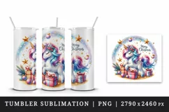 Watercolor cute sparkle unicorn present gift Merry Christmas quote print 20 oz tumbler skinny mug wrap clipart t-shirt sublimation printable design
