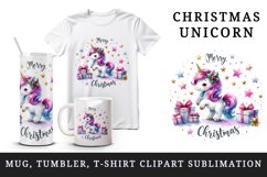 Watercolor cute sparkle unicorn present gift Merry Christmas quote print 20 oz tumbler skinny mug wrap clipart t-shirt sublimation printable design