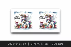 Watercolor cute sparkle unicorn present gift Merry Christmas quote print 20 oz tumbler skinny mug wrap clipart t-shirt sublimation printable design