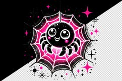 Watercolor cute spider big eyes glowing neon pink web sparkles Halloween print tumbler skinny mug wrap clipart t-shirt sublimation printable design