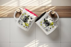 Watercolor cute spider sitting on neon yellow broomstick Halloween print 20 oz tumbler skinny mug wrap clipart t-shirt sublimation printable design