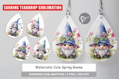 Earring Teardrop Watercolor Spring Gnome Product Image 1