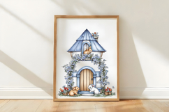 Watercolor Cute Spring House Clipart Product Image 3