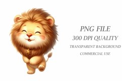 Watercolor Cute Spring Lion Clipart Product Image 3