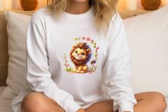 Watercolor Cute Spring Lion Clipart Product Image 4