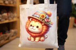 Watercolor Cute Spring Lion Clipart Product Image 5
