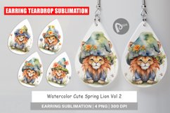 Earring Teardrop Watercolor Spring Lion Product Image 1