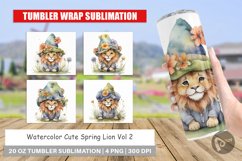 Tumbler Wrap Watercolor Spring Lion Product Image 1