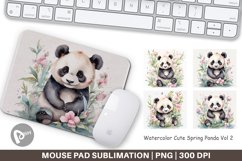 Mouse Pad Watercolor Spring Panda Product Image 1