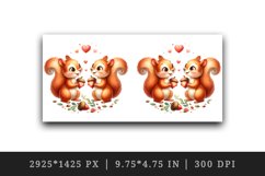 Watercolor cute squirrels exchanging acorns heart Love Valentine Day print 20 oz tumbler skinny mug wrap clipart t-shirt sublimation printable design