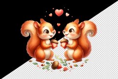Watercolor cute squirrels exchanging acorns heart Love Valentine Day print 20 oz tumbler skinny mug wrap clipart t-shirt sublimation printable design