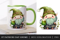 St Patricks Day Gnome mug, cup wrap sublimation design png Product Image 1