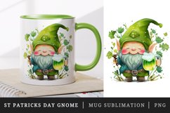 St Patricks Day Gnome mug, cup wrap sublimation design png Product Image 1