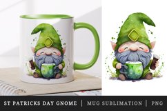 St Patricks Day Gnome mug, cup wrap sublimation design png Product Image 1
