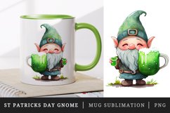 St Patricks Day Gnome mug, cup wrap sublimation design png Product Image 1