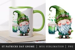 St Patricks Day Gnome mug, cup wrap sublimation design png Product Image 1