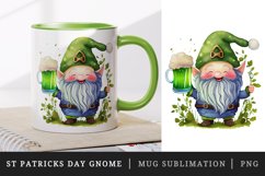 St Patricks Day Gnome mug, cup wrap sublimation design png Product Image 1