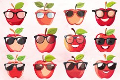 Watercolor Cute summer sunglass apple Clipart Bundle Product Image 3