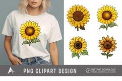 Watercolor Cute Sunflower Clipart Product Image 1