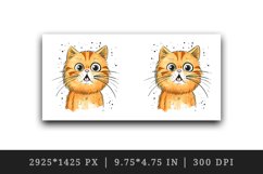 Watercolor cute surprised cat shocked kitty kitten animal funny pet print 20 oz tumbler skinny mug wrap clipart t-shirt sublimation printable design