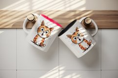 Watercolor cute surprised cat shocked kitty kitten animal funny pet print 20 oz tumbler skinny mug wrap clipart t-shirt sublimation printable design