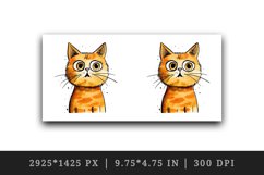 Watercolor cute surprised cat shocked kitty kitten animal funny pet print 20 oz tumbler skinny mug wrap clipart t-shirt sublimation printable design