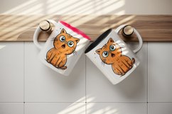 Watercolor cute surprised cat shocked kitty kitten animal funny pet print 20 oz tumbler skinny mug wrap clipart t-shirt sublimation printable design