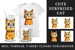 Watercolor cute surprised cat shocked kitty kitten animal funny pet print 20 oz tumbler skinny mug wrap clipart t-shirt sublimation printable design