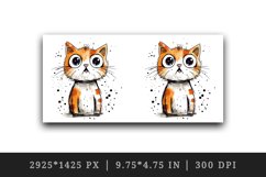 Watercolor cute surprised cat shocked kitty kitten animal funny pet print 20 oz tumbler skinny mug wrap clipart t-shirt sublimation printable design