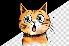Watercolor cute surprised cat shocked kitty kitten animal funny pet print 20 oz tumbler skinny mug wrap clipart t-shirt sublimation printable design