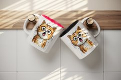 Watercolor cute surprised cat shocked kitty kitten animal funny pet print 20 oz tumbler skinny mug wrap clipart t-shirt sublimation printable design