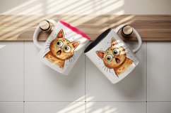 Watercolor cute surprised cat shocked kitty kitten animal funny pet print 20 oz tumbler skinny mug wrap clipart t-shirt sublimation printable design