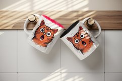 Watercolor cute surprised cat shocked kitty kitten animal funny pet print 20 oz tumbler skinny mug wrap clipart t-shirt sublimation printable design
