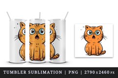 Watercolor cute surprised cat shocked kitty kitten animal funny pet print 20 oz tumbler skinny mug wrap clipart t-shirt sublimation printable design