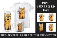 Watercolor cute surprised cat shocked kitty kitten animal funny pet print 20 oz tumbler skinny mug wrap clipart t-shirt sublimation printable design