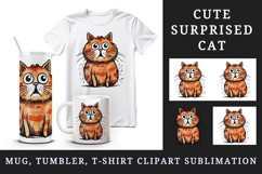 Watercolor cute surprised cat shocked kitty kitten animal funny pet print 20 oz tumbler skinny mug wrap clipart t-shirt sublimation printable design