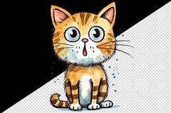 Watercolor cute surprised cat shocked kitty kitten animal funny pet print 20 oz tumbler skinny mug wrap clipart t-shirt sublimation printable design