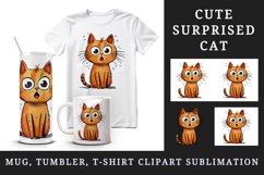 Watercolor cute surprised cat shocked kitty kitten animal funny pet print 20 oz tumbler skinny mug wrap clipart t-shirt sublimation printable design
