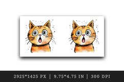 Watercolor cute surprised cat shocked kitty kitten animal funny pet print 20 oz tumbler skinny mug wrap clipart t-shirt sublimation printable design