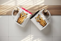 Watercolor cute surprised cat shocked kitty kitten animal funny pet print 20 oz tumbler skinny mug wrap clipart t-shirt sublimation printable design