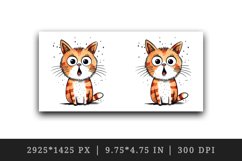 Watercolor cute surprised cat shocked kitty kitten animal funny pet print 20 oz tumbler skinny mug wrap clipart t-shirt sublimation printable design