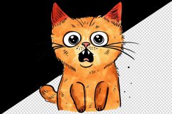 Watercolor cute surprised cat shocked kitty kitten animal funny pet print 20 oz tumbler skinny mug wrap clipart t-shirt sublimation printable design