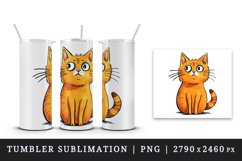 Watercolor cute surprised cat shocked kitty kitten animal funny pet print 20 oz tumbler skinny mug wrap clipart t-shirt sublimation printable design